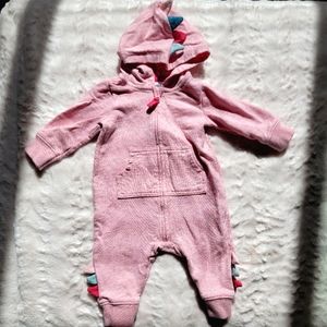 Carter's 3 Month Hooded Pink Dino Jumpsuit